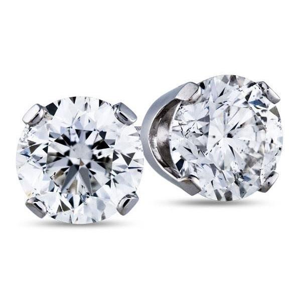 5 Carats Sparkling Round Cut Natural Diamond Stud Earring White Gold 14K