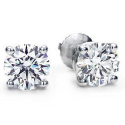 5 Carats Sparkling Round Cut Real Diamonds Studs Earring White Gold 14K