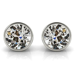 Earth-Mined Bezel Set Fine Diamond Drop Earrings 5 ct