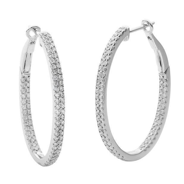 5 Ct Real Diamonds White Gold Women Hoop Earrings Round Brilliant Cut