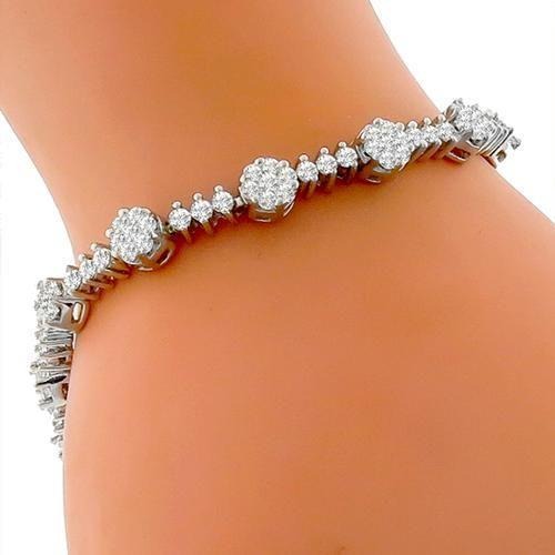 5 Ct Round Brilliant Cut Real Ladies Diamond Tennis Bracelet White Gold