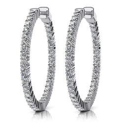 5 Ct Round Cut Genuine Diamonds Hoop Earrings Women 14K White Gold Gorgeous