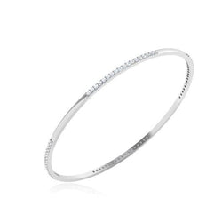 5 Ct Round Cut Genuine Diamonds Women Bangle 14K White Gold