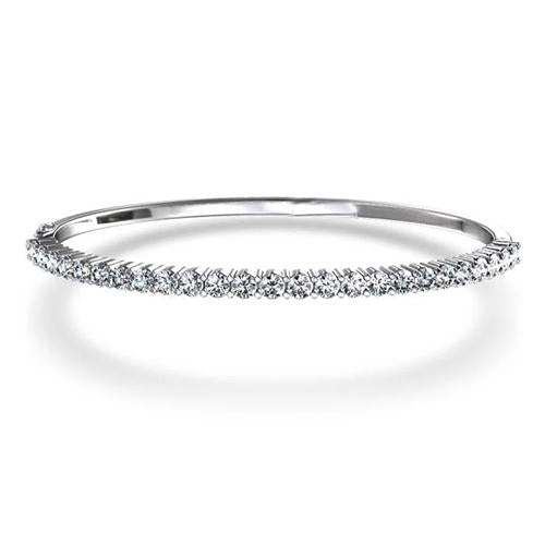 5 Ct Round Real Diamond Bangle 14K White Gold