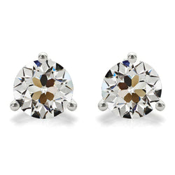 Fine Diamond Antique Cushion Stud Earrings 5 ct – 14K White Gold