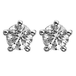 5 Prong Set 2.70 Ct Round Cut Real Natural Earth Mined Diamonds Stud Earring Gold White 14K