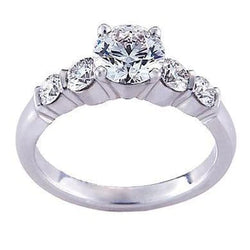 5 Stone Round Cut 3.30 Ct Real Natural Earth Mined Diamonds Anniversary Ring White Gold 14K