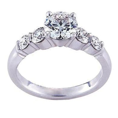 5 Stone Round Cut 3.30 Ct Real Diamonds Anniversary Ring White Gold 14K