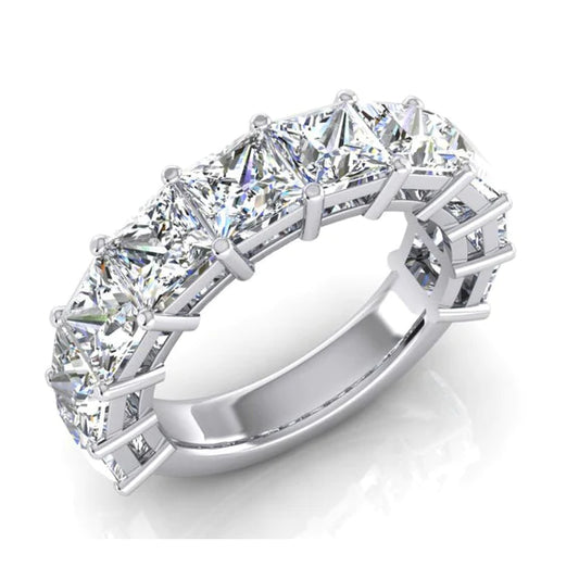 5 Carats Princess Lab Grown Diamond 3/4 Eternity Band Ladies Gold Jewelry