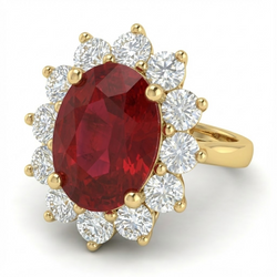 5 Ct Red Ruby Natural Earth Mined Diamond ( Not Lab Grown ) Wedding Ring 14K Yellow Gold