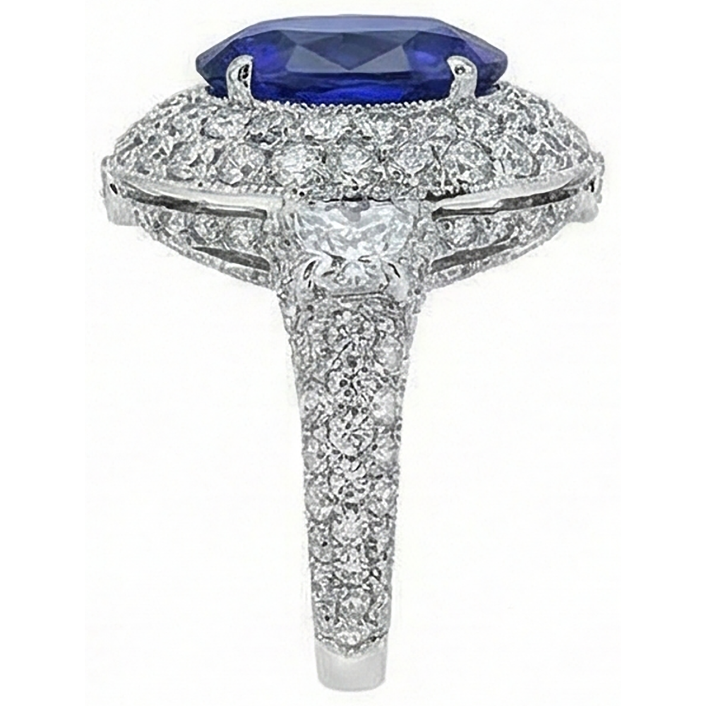 6.01 Ct Tanzanite Oval And Natural Earth Mined Diamond ( Not Lab Grown ) s Ring White Gold 14K