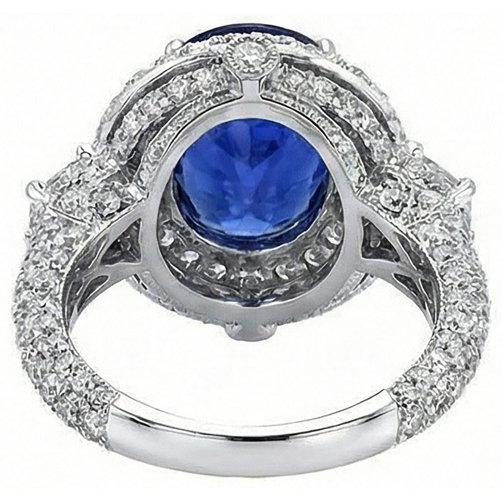 6.01 Ct Tanzanite Oval And Natural Earth Mined Diamond ( Not Lab Grown ) s Ring White Gold 14K