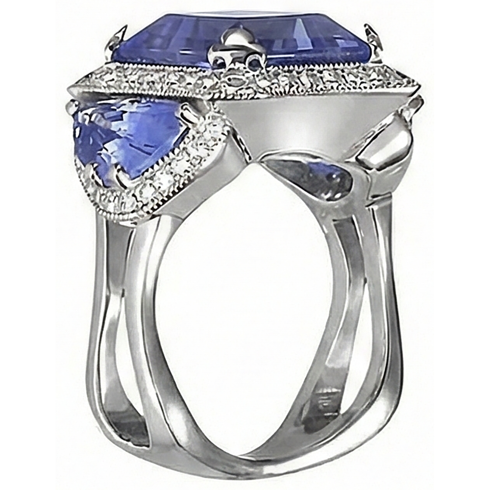 6.01 Ct Tanzanite Round Natural Earth Mined Diamond ( Not Lab Grown ) s Engagement Ring White Gold 14K