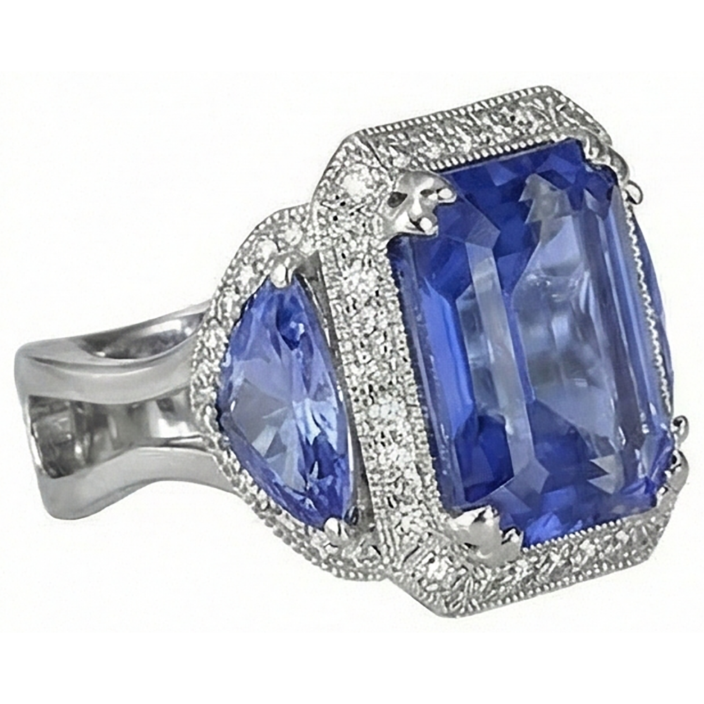 6.01 Ct Tanzanite Round Natural Earth Mined Diamond ( Not Lab Grown ) s Engagement Ring White Gold 14K