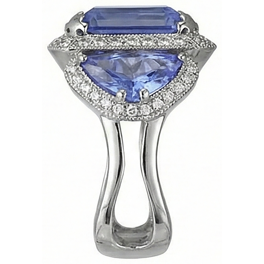 6.01 Ct Tanzanite Round Natural Earth Mined Diamond ( Not Lab Grown ) s Engagement Ring White Gold 14K
