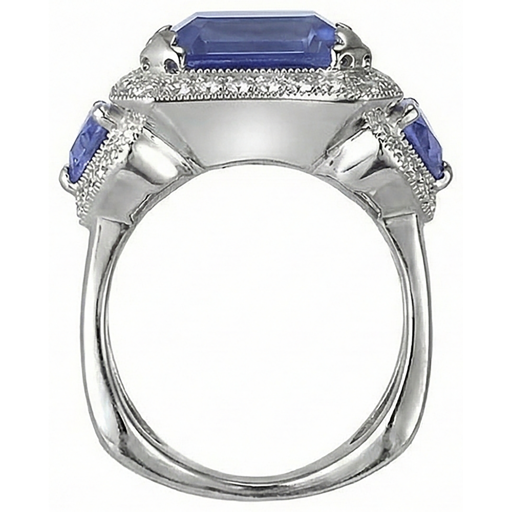 6.01 Ct Tanzanite Round Natural Earth Mined Diamond ( Not Lab Grown ) s Engagement Ring White Gold 14K
