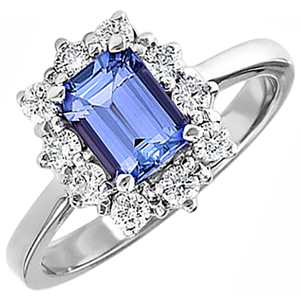 natural round tanzanite 6.20ct ring side angle