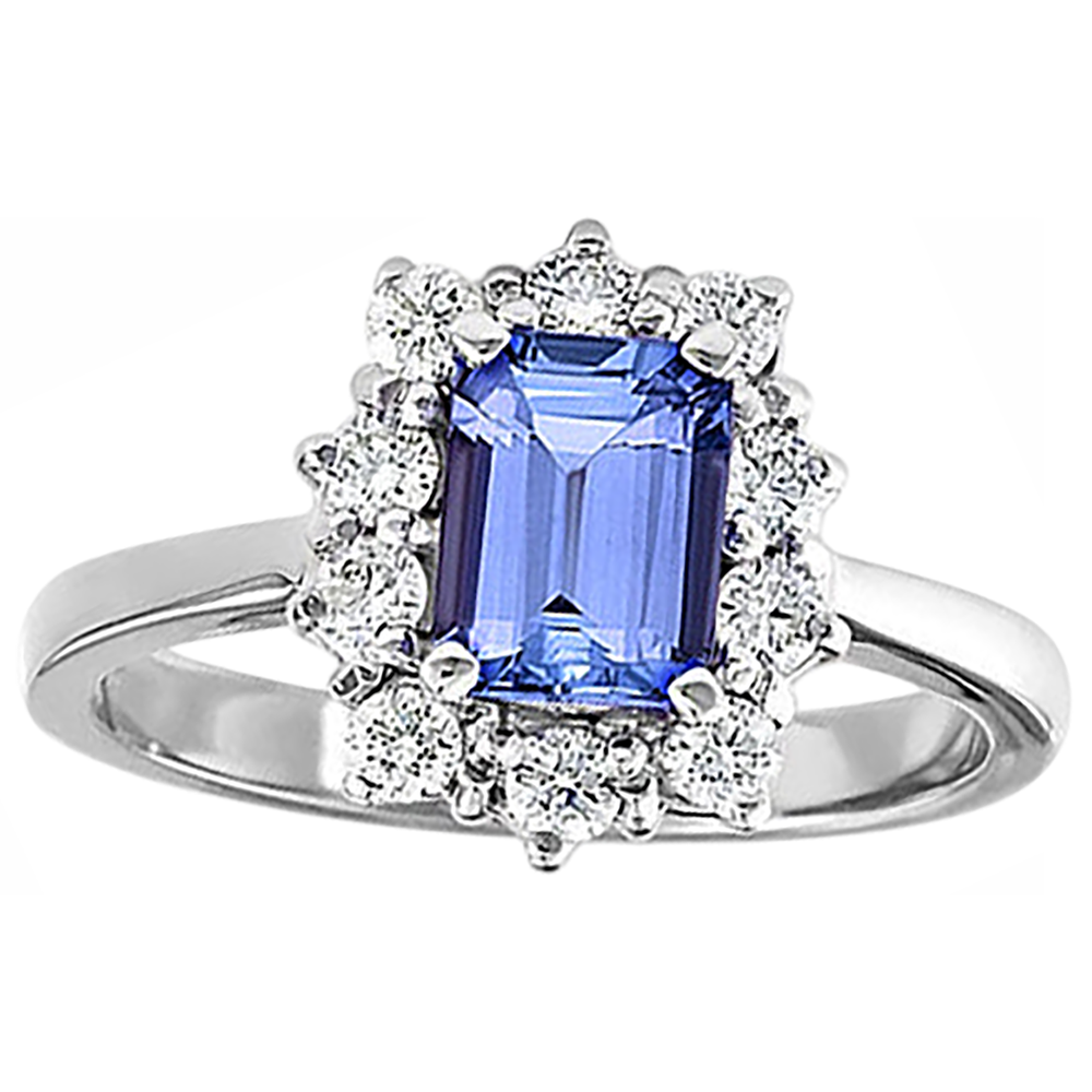 natural round tanzanite 6.20ct ring top view