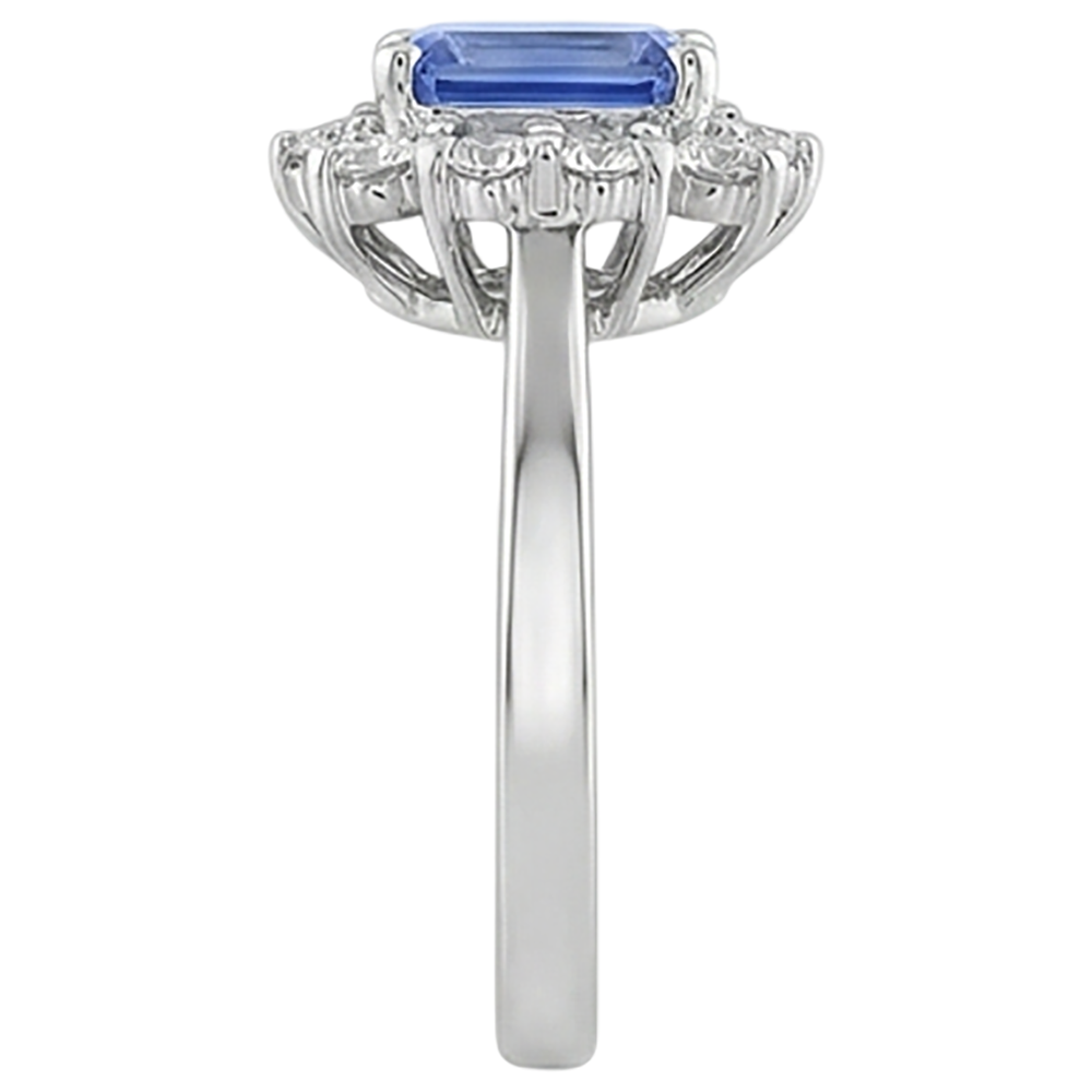 natural round tanzanite 6.20ct ring profile view