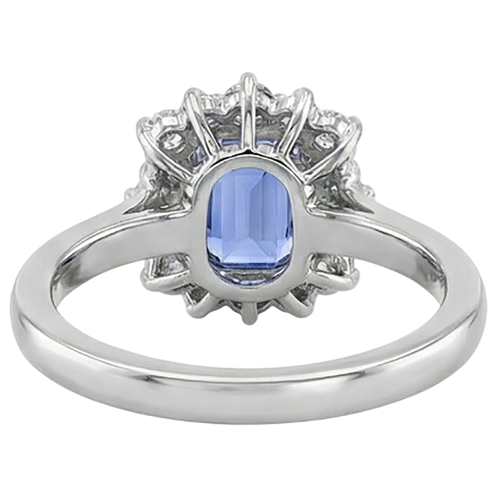 natural round tanzanite 6.20ct ring with diamond accents