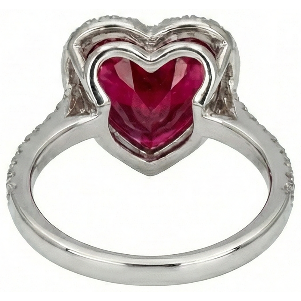 6.25 Carats Heart Cut Ruby Gemstone And Natural Earth Mined Diamond ( Not Lab Grown ) Ring White Gold 14K