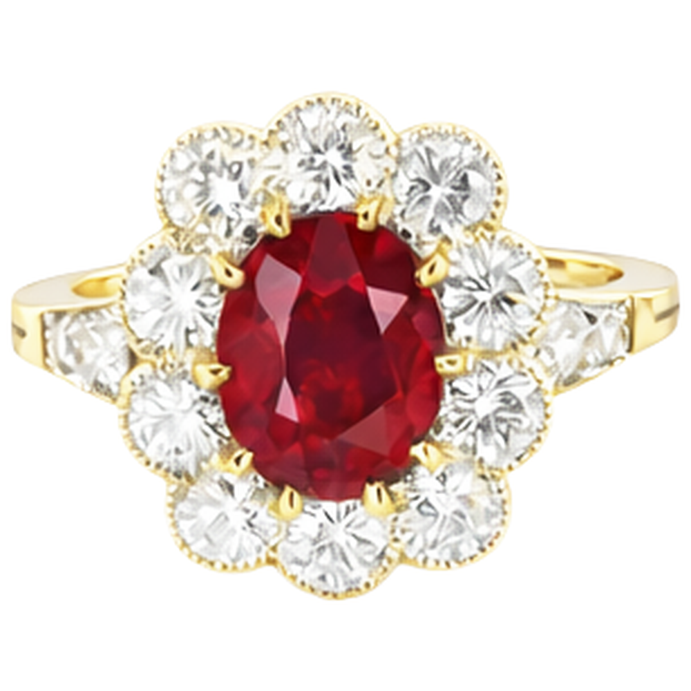 natural round ruby 6.25ct ring front view