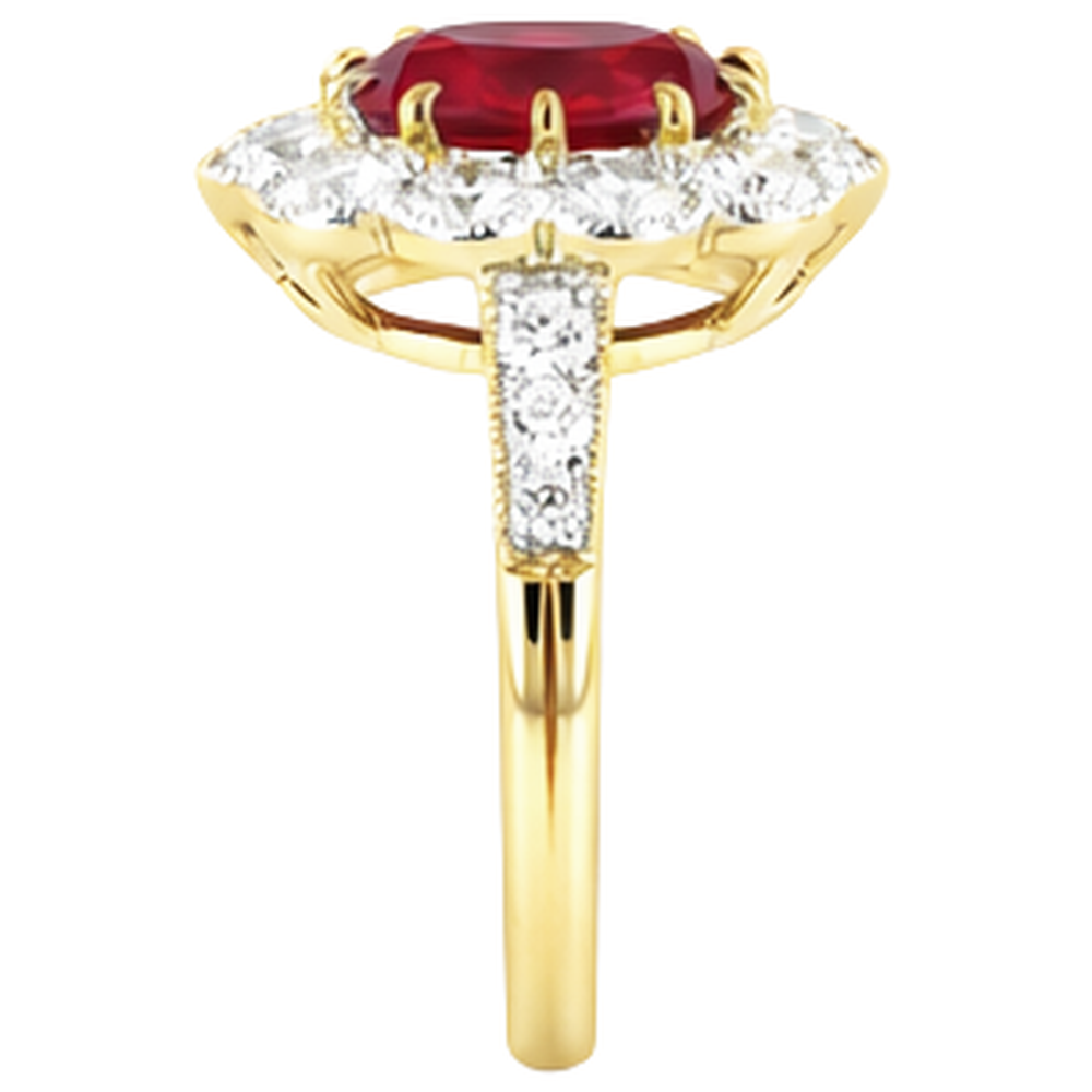 natural round ruby 6.25ct ring top view
