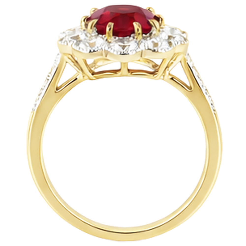 natural round ruby 6.25ct ring profile view