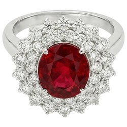 6.25 Ct Oval Cut Ruby With Natural Earth Mined Diamond ( Not Lab Grown )s Ring White Gold 14K