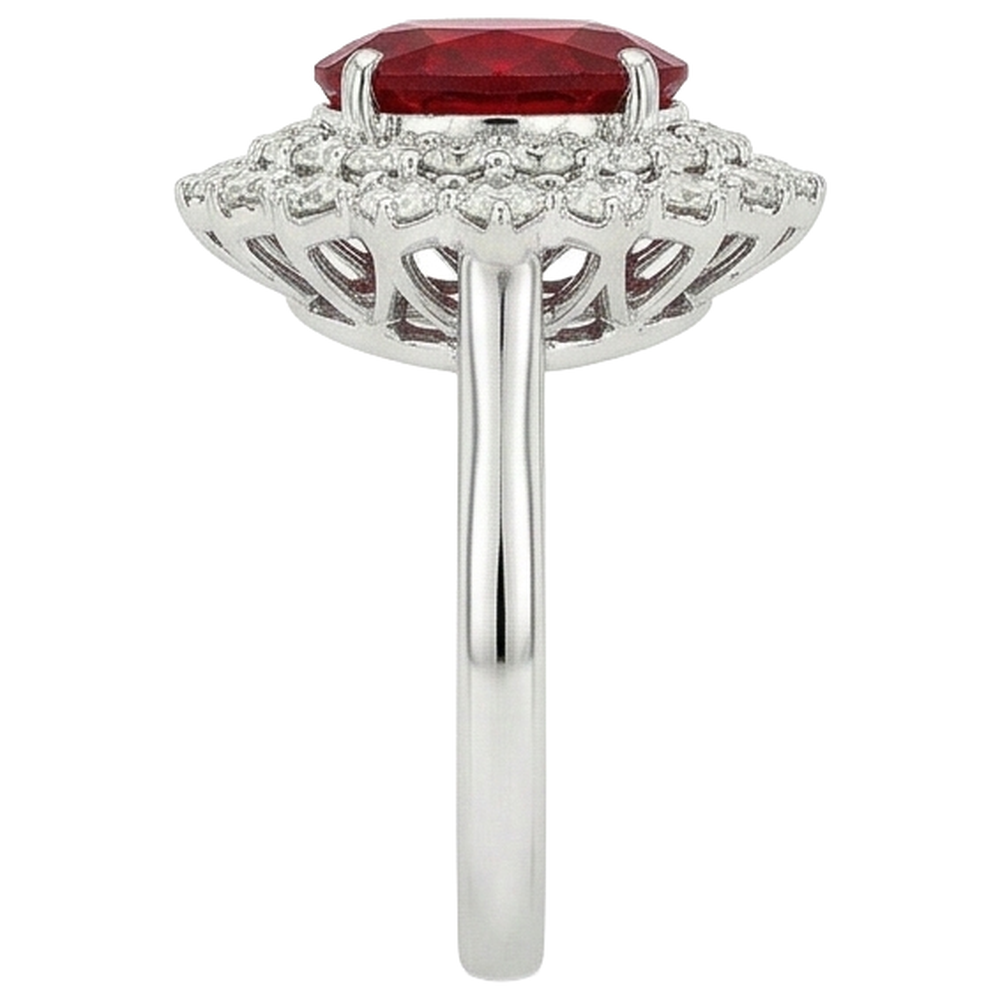 6.25 Ct Oval Cut Ruby With Natural Earth Mined Diamond ( Not Lab Grown )s Ring White Gold 14K