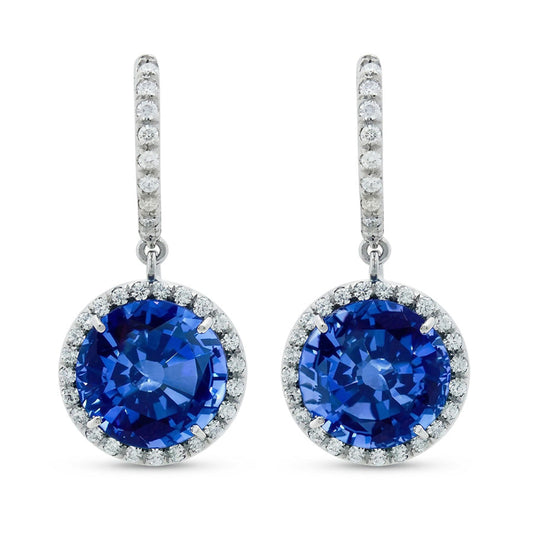 6.50 Carats Emerald And IGI CERTIFIED Diamond Drop Earrings White Gold 14K