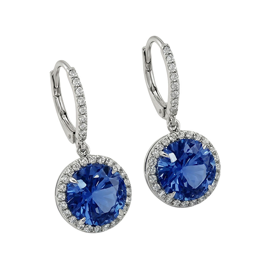 natural round sapphire 6.50ct earring side angle