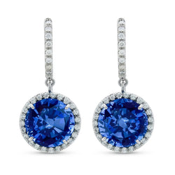 Natural Sapphire Earring 6.50ct - White Gold 14K