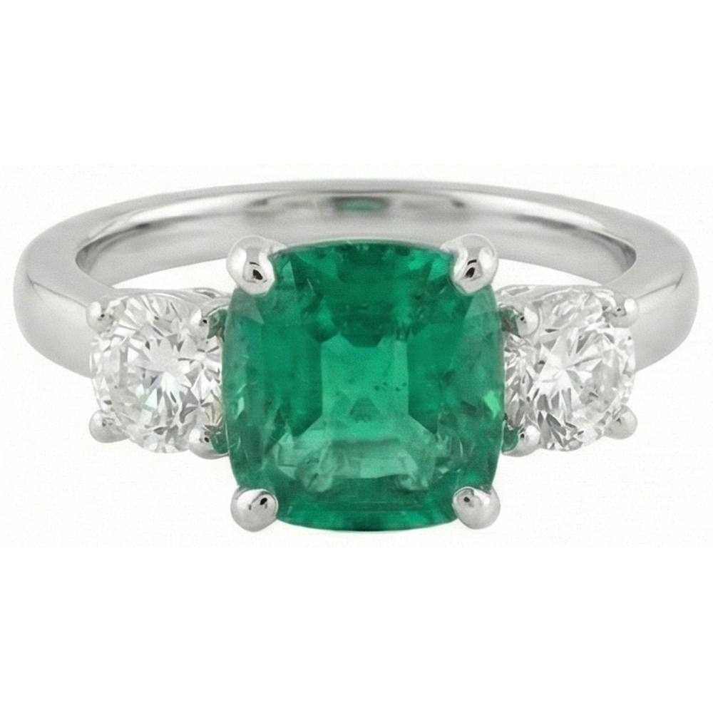 natural round emerald 6.50ct ring side angle