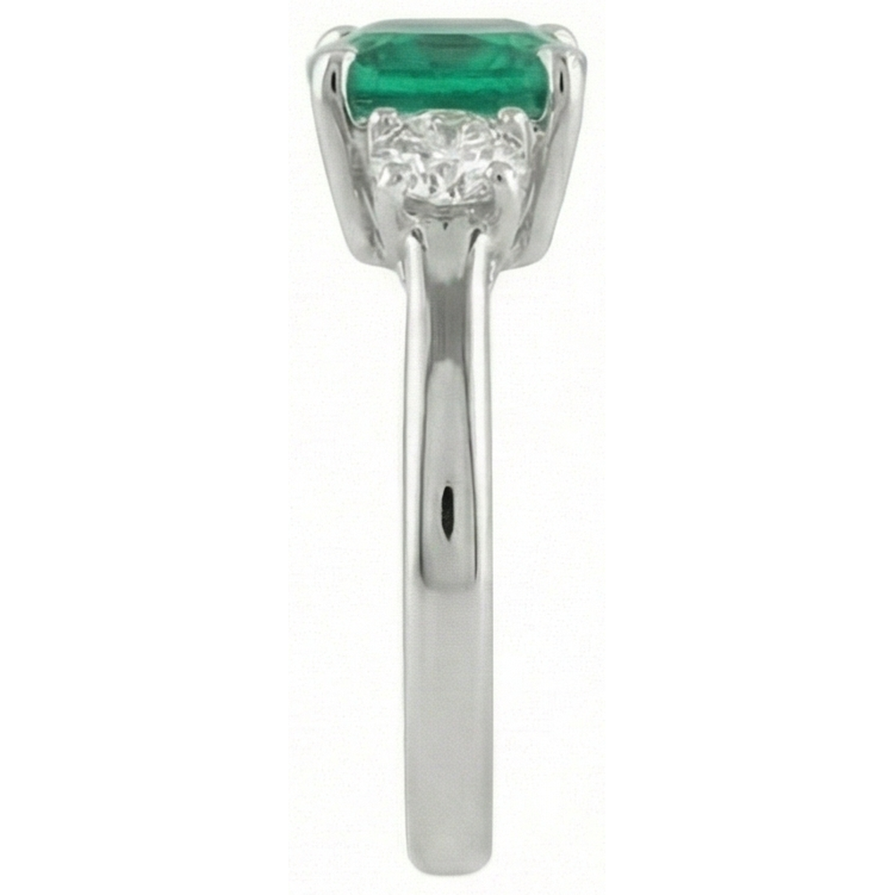 natural round emerald 6.50ct ring profile view