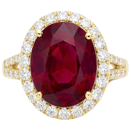 6.50 Carats Ruby And Natural Earth Mined Diamond ( Not Lab Grown ) Ring Fine Jewelry 14K Yellow Gold