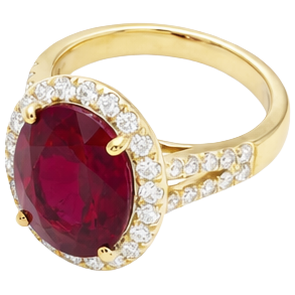 6.50 Carats Ruby And Natural Earth Mined Diamond ( Not Lab Grown ) Ring Fine Jewelry 14K Yellow Gold