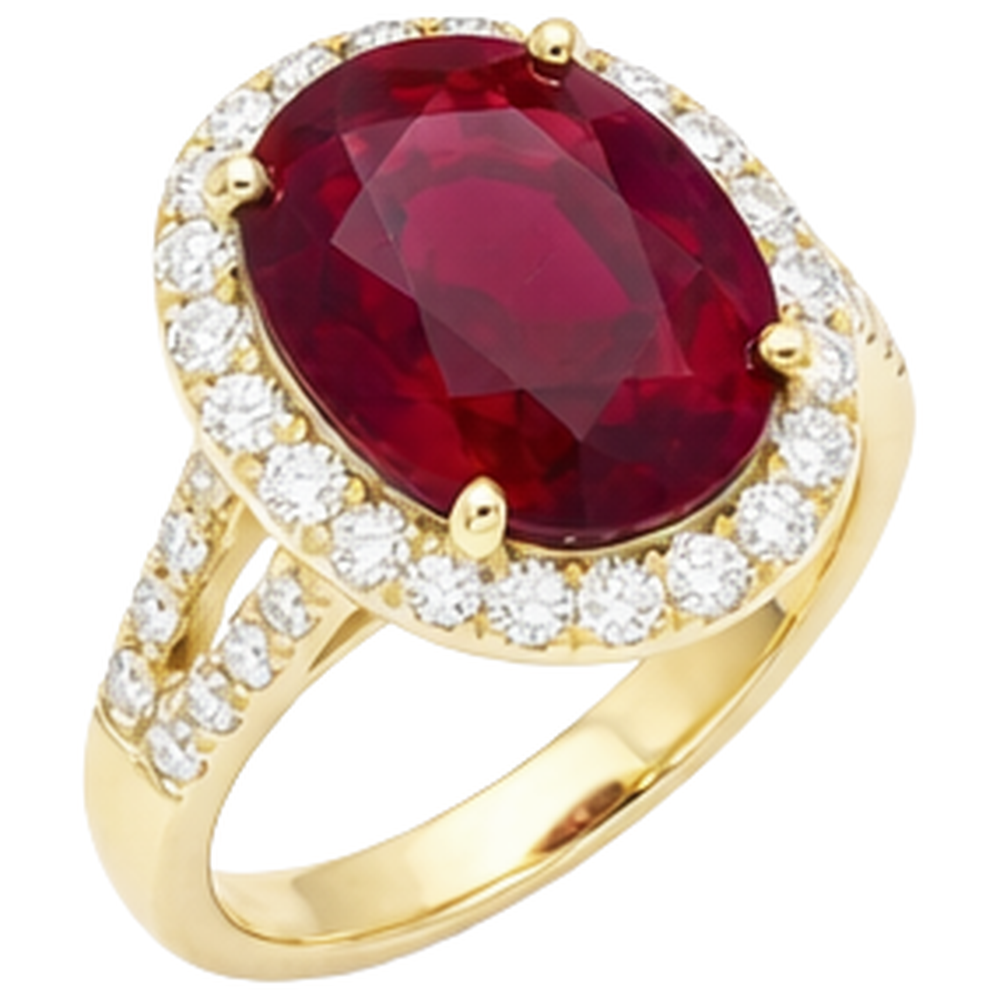 6.50 Carats Ruby And Natural Earth Mined Diamond ( Not Lab Grown ) Ring Fine Jewelry 14K Yellow Gold