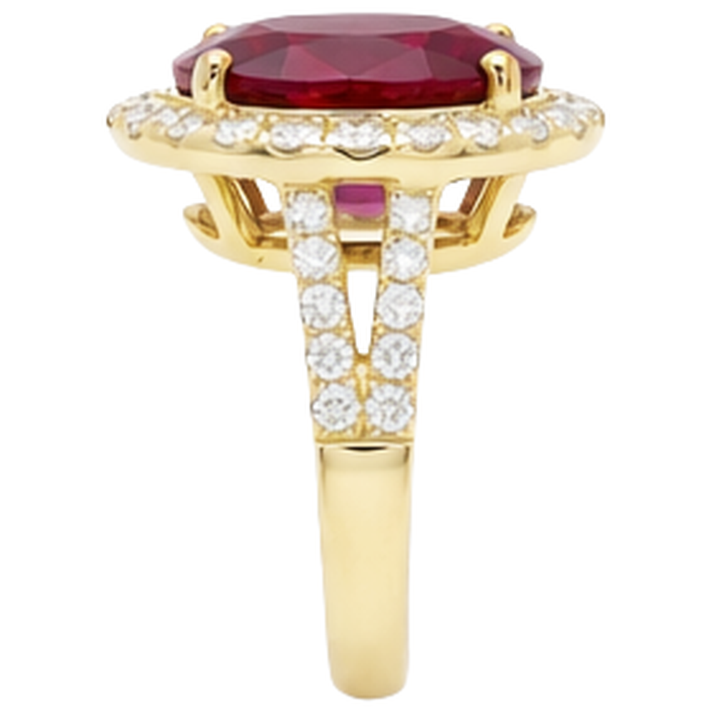 6.50 Carats Ruby And Natural Earth Mined Diamond ( Not Lab Grown ) Ring Fine Jewelry 14K Yellow Gold
