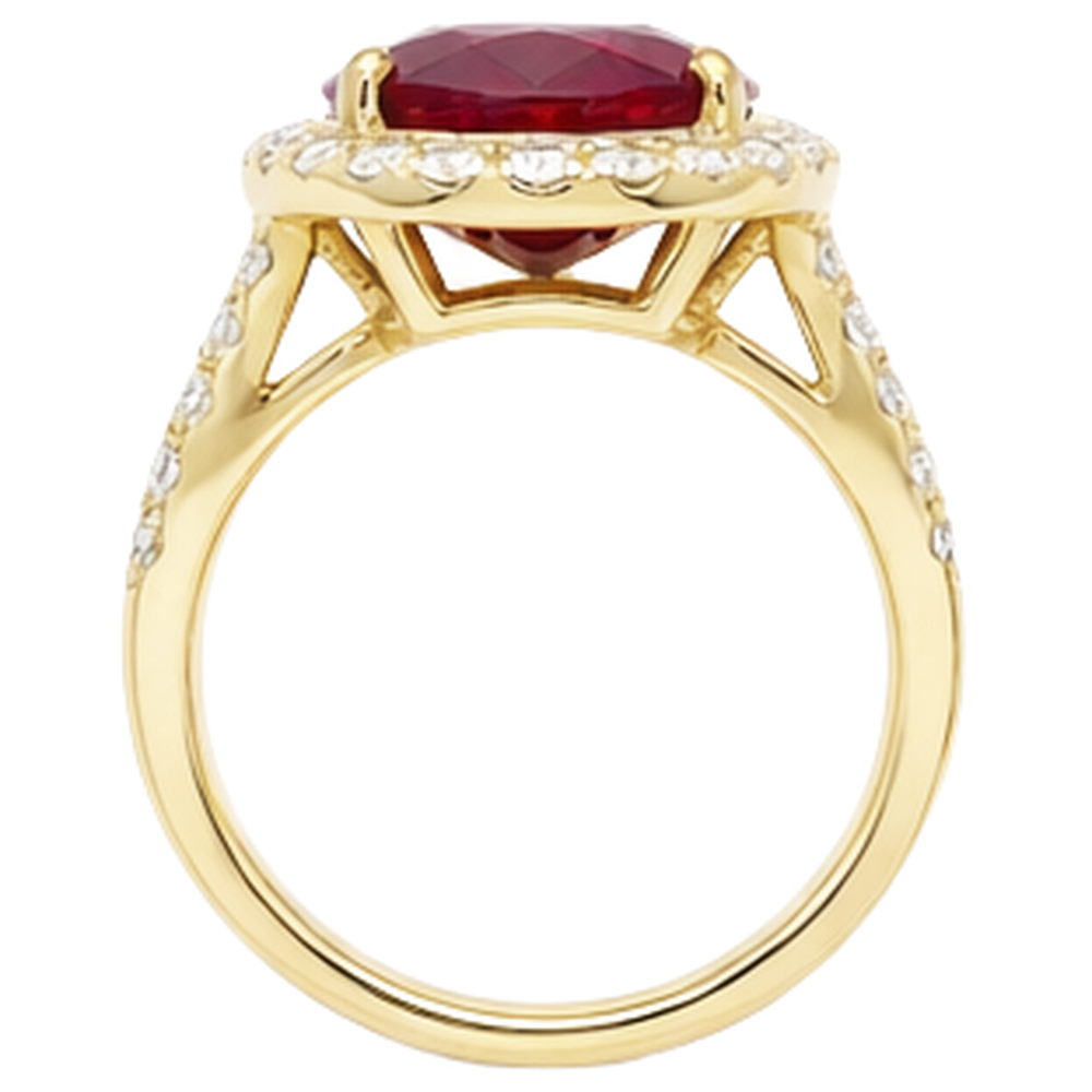 6.50 Carats Ruby And Natural Earth Mined Diamond ( Not Lab Grown ) Ring Fine Jewelry 14K Yellow Gold