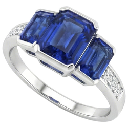Natural Sapphire Ring 6.50ct - White Gold 14K