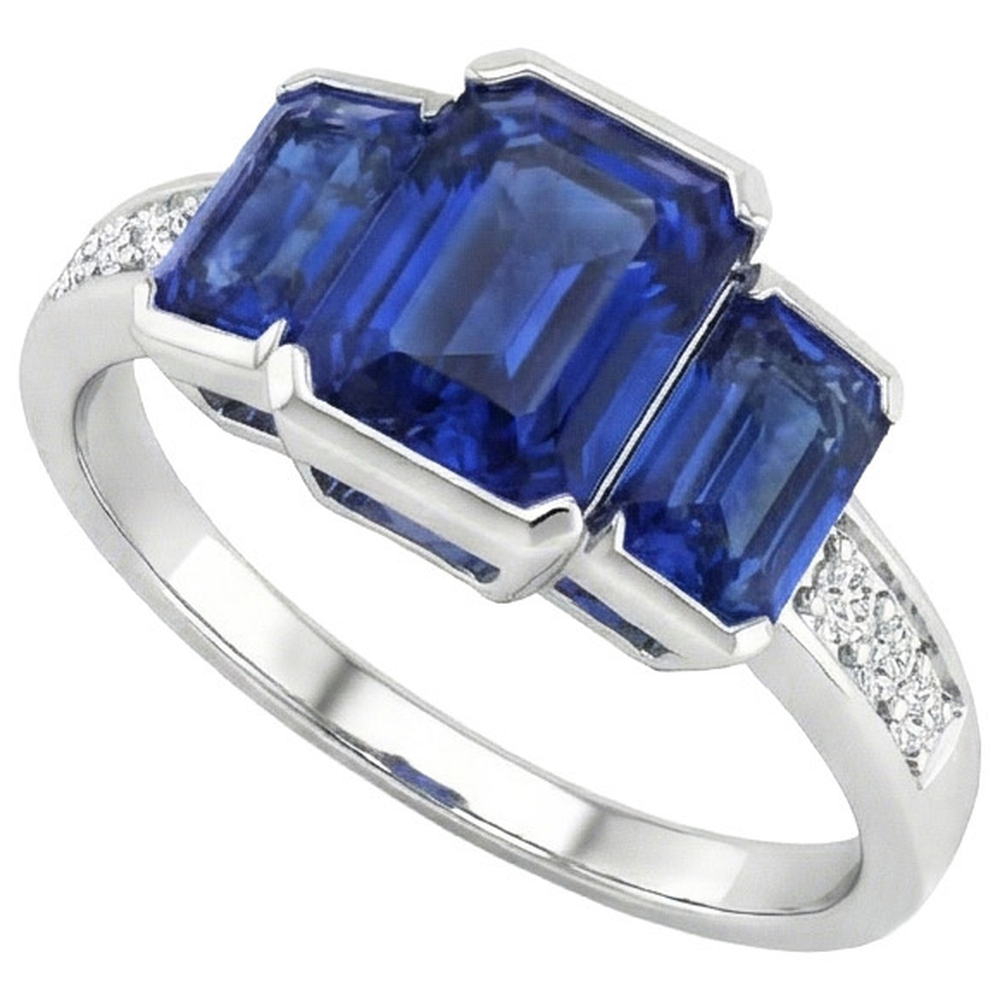 natural round sapphire 6.50ct ring front view