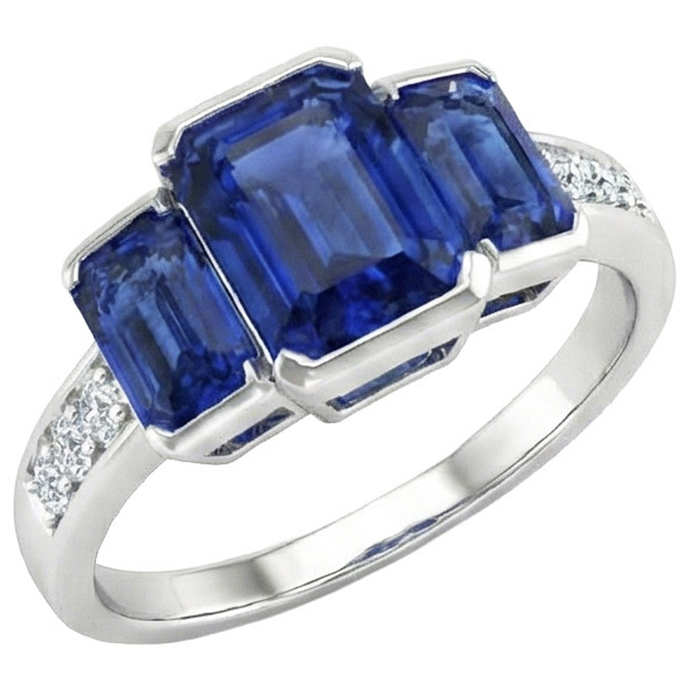 natural round sapphire 6.50ct ring close up detail