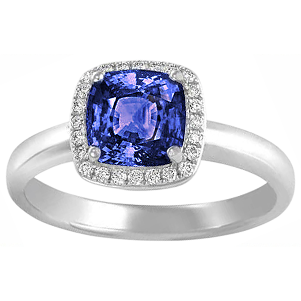 6.50 Ct Cushion Halo Tanzanite And Natural Earth Mined Diamond ( Not Lab Grown )s Ring White Gold 14K