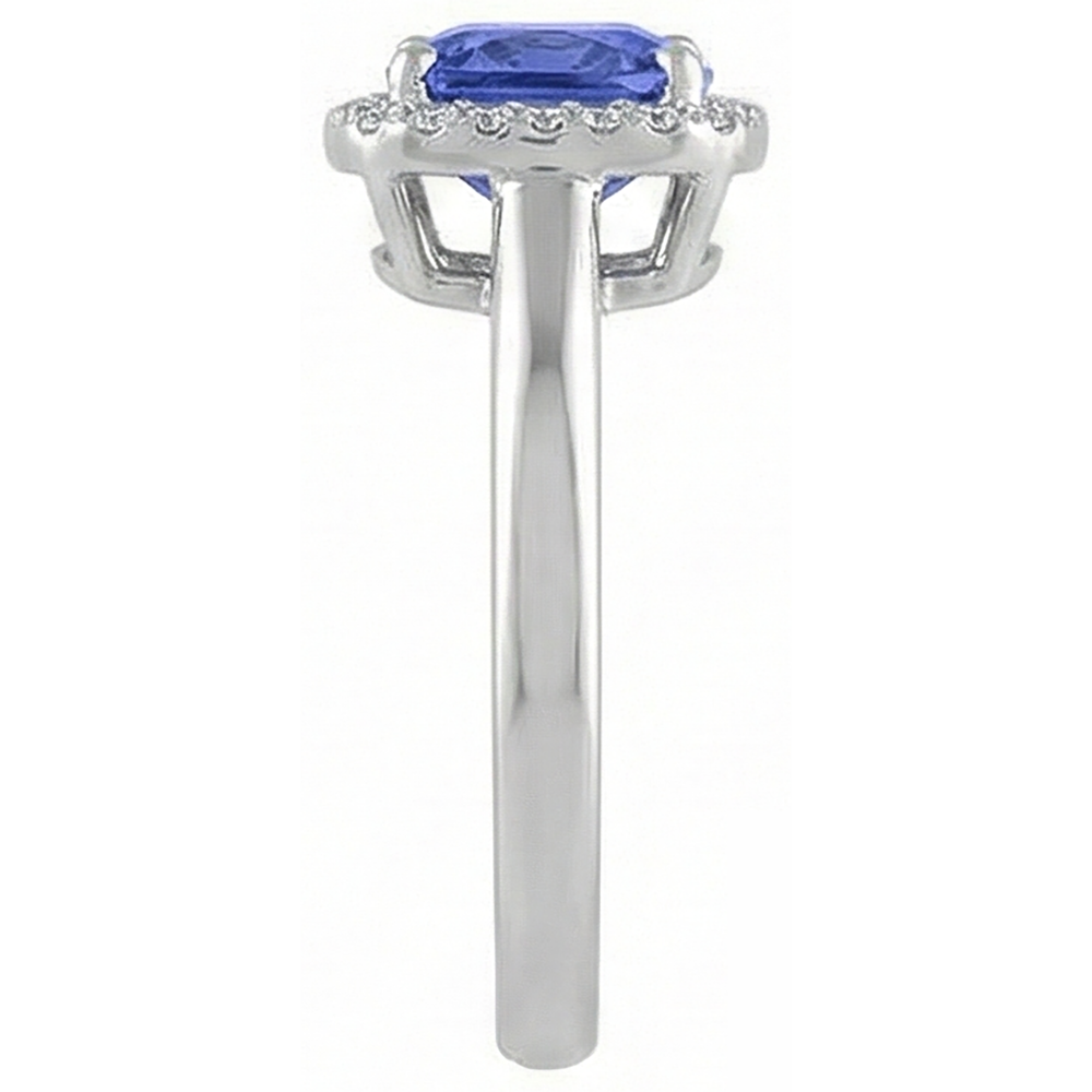 6.50 Ct Cushion Halo Tanzanite And Natural Earth Mined Diamond ( Not Lab Grown )s Ring White Gold 14K