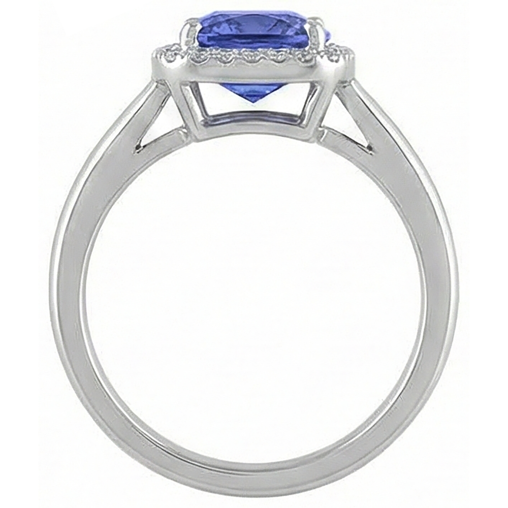 6.50 Ct Cushion Halo Tanzanite And Natural Earth Mined Diamond ( Not Lab Grown )s Ring White Gold 14K