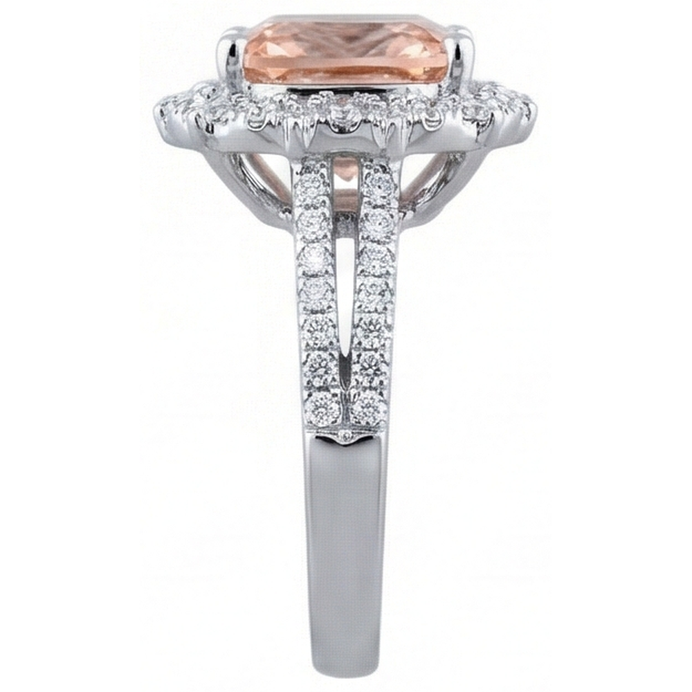 6.50 Ct Cushion Morganite And Natural Earth Mined Diamond ( Not Lab Grown )s Ring Gold 14K