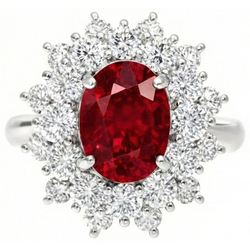 6.50 Ct Red Ruby With Natural Earth Mined Diamond ( Not Lab Grown )s Ring White Gold