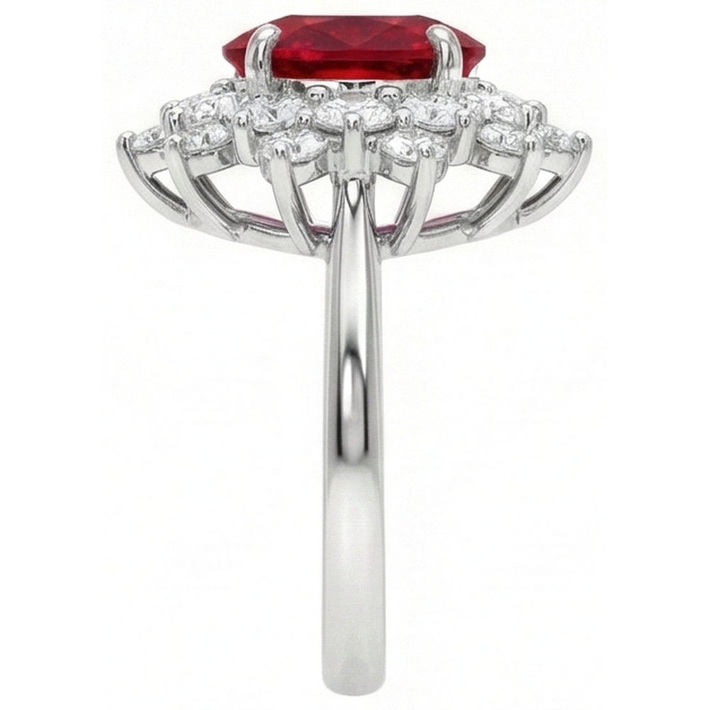 6.50 Ct Red Ruby With Natural Earth Mined Diamond ( Not Lab Grown )s Ring White Gold
