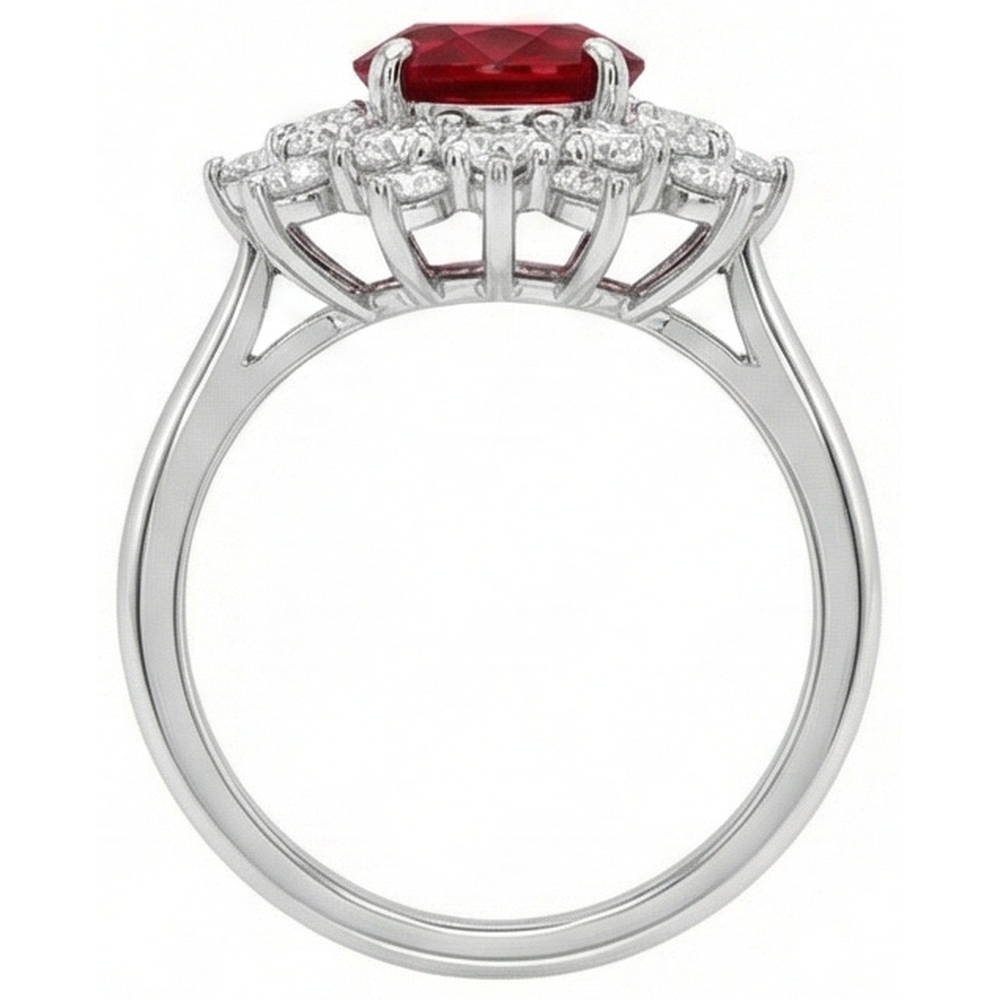 6.50 Ct Red Ruby With Natural Earth Mined Diamond ( Not Lab Grown )s Ring White Gold